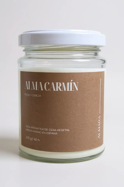 Alma Carmín : vela aromática romántica de rosas y cereza
